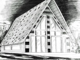 خانه - ویلا (گرافیک طراحی شده با مداد)