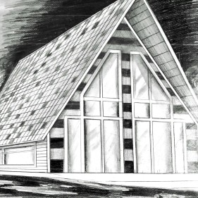 خانه - ویلا (گرافیک طراحی شده با مداد)